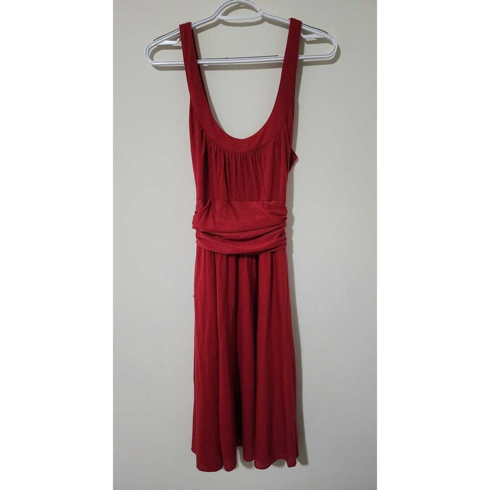 Maeve $128 Womens Jersey Bow-Tie Waist Sleeveless Midi Dress Burgundy Red Size S